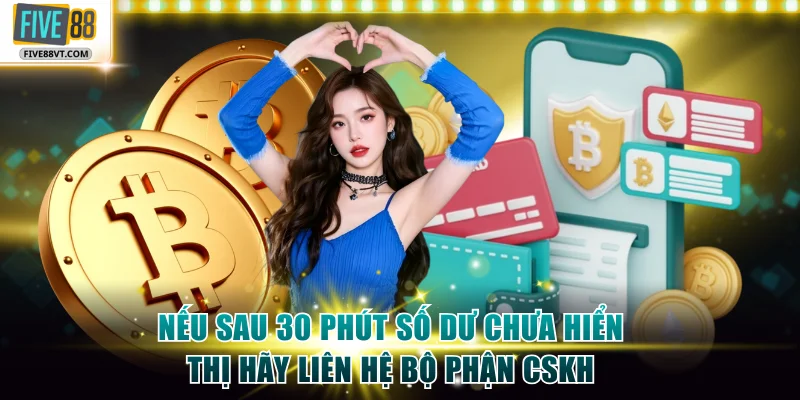 Nếu sau 30 phút số dư chưa hiển thị hãy liên hệ bộ phận CSKH